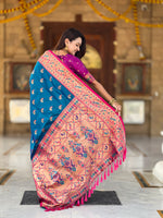 Two Tone Woven Design Silk Blend Paithani Saree