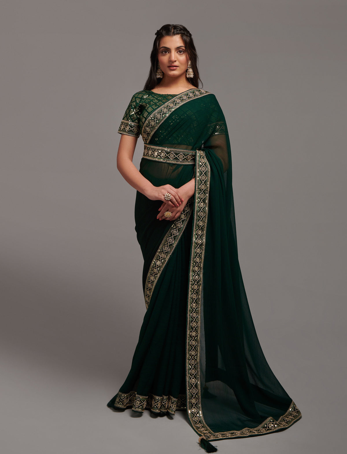 Green Saree - Buy Latest Green Colour Sarees Online - JOSHINDIA - Joshindia