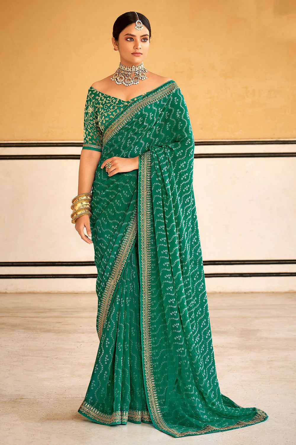 Buy Green Georgette Saree online in India - JOSHINDIA - Joshindia