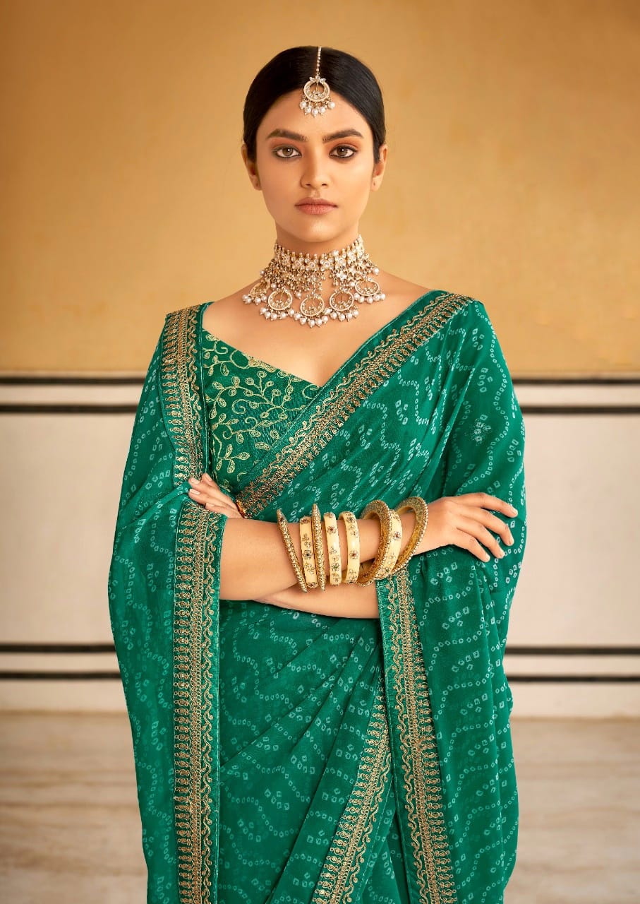 Buy Green Georgette Saree online in India - JOSHINDIA - Joshindia