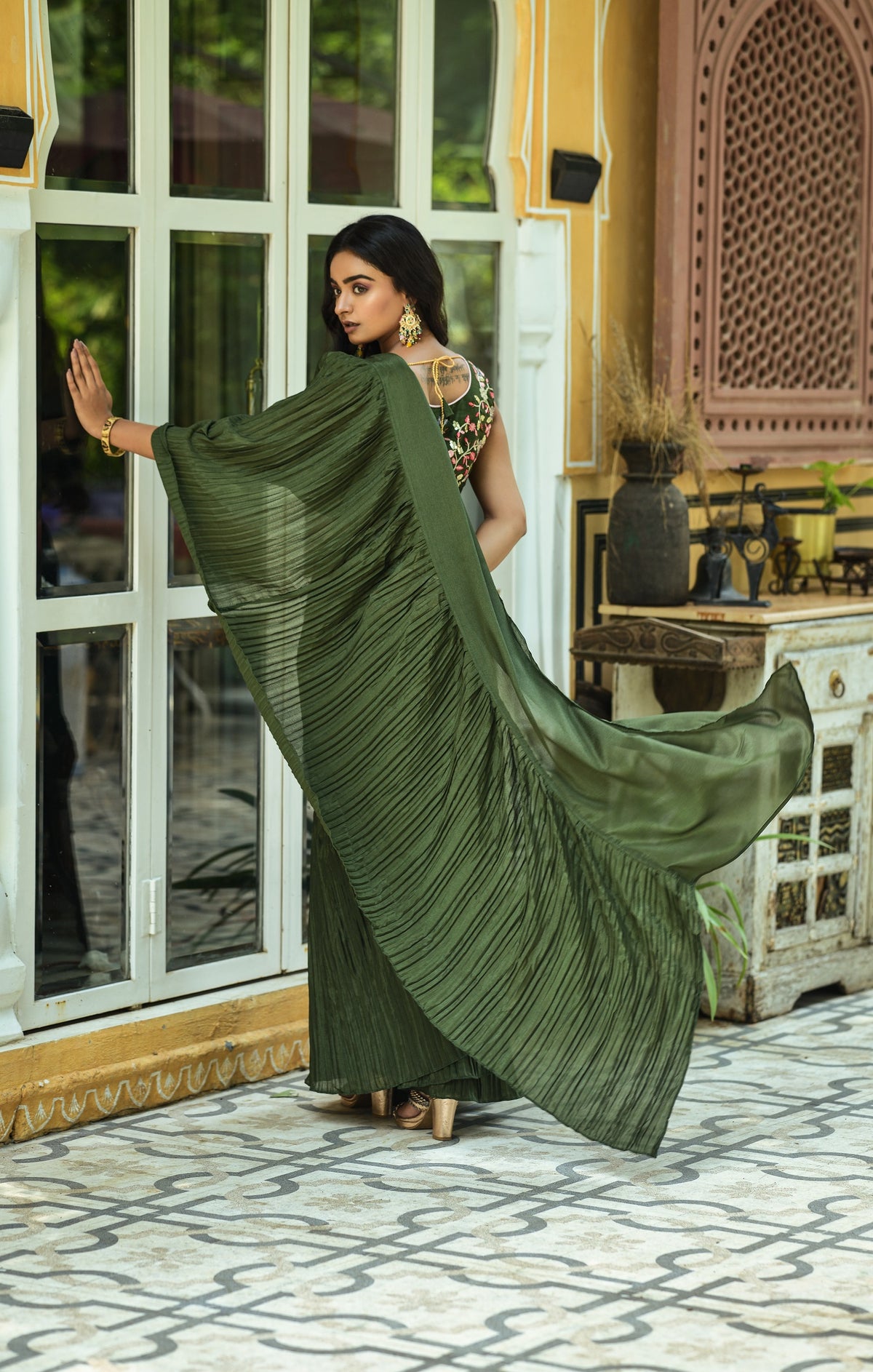 Buy Trendy Green Saree Online in India - Joshindia - Joshindia