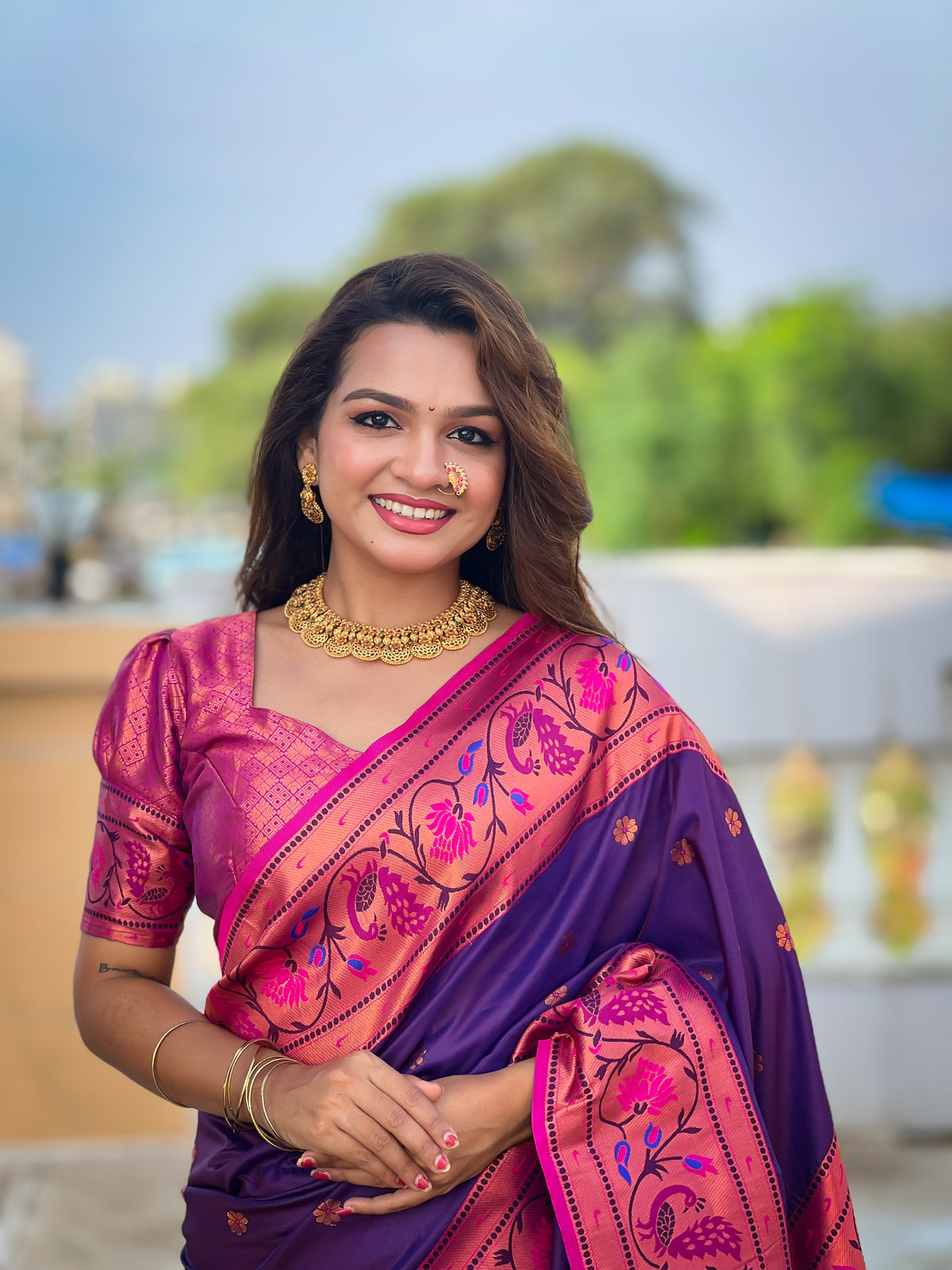 Purple Color Designer Paithani Silk Saree