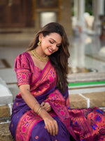 Purple Color Designer Paithani Silk Saree