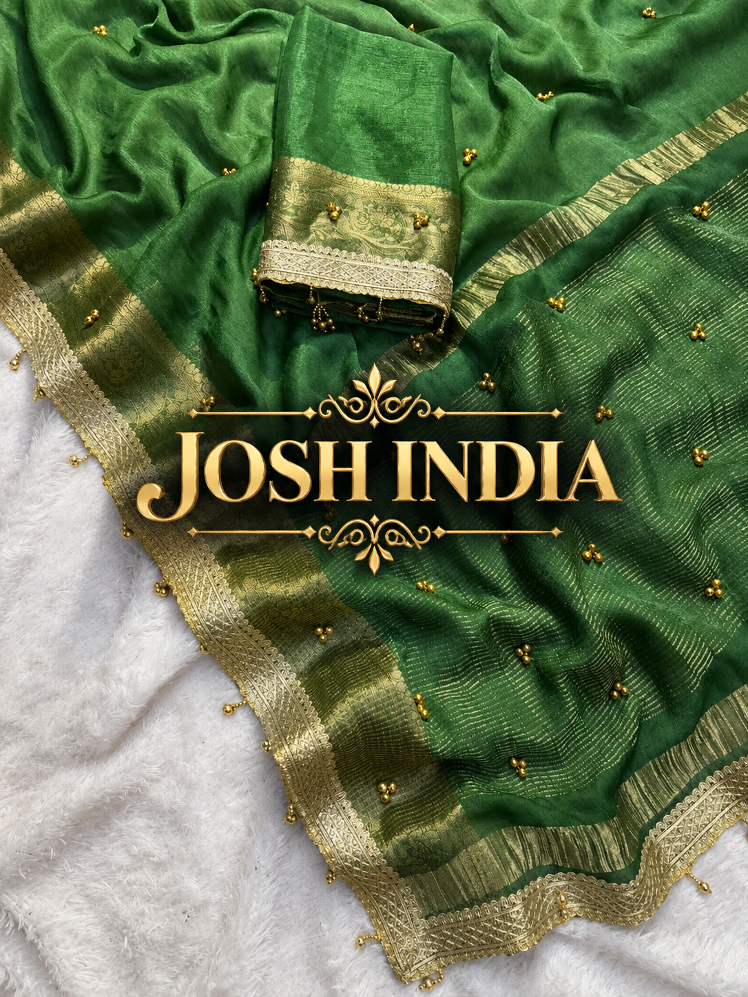 VIRAL- 2Fancy Chiffon Saree Ghungroo Hand Work Moti Lace with Blouse