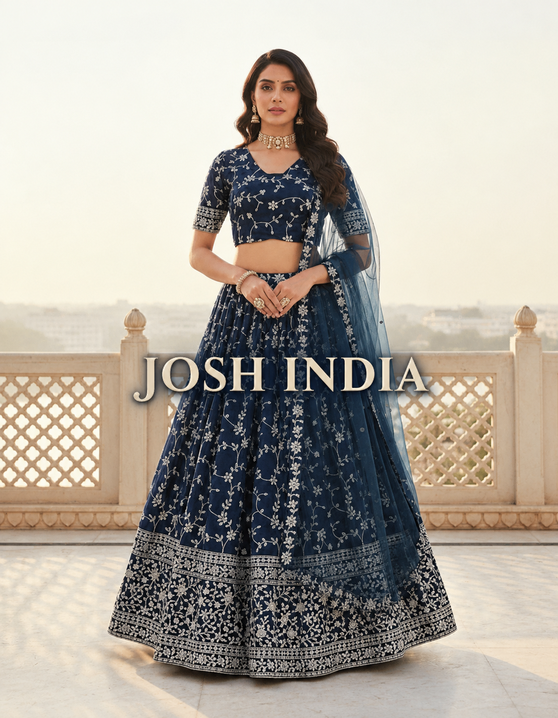 Georgette Embroidered Lehenga Choli with Net Dupatta Set