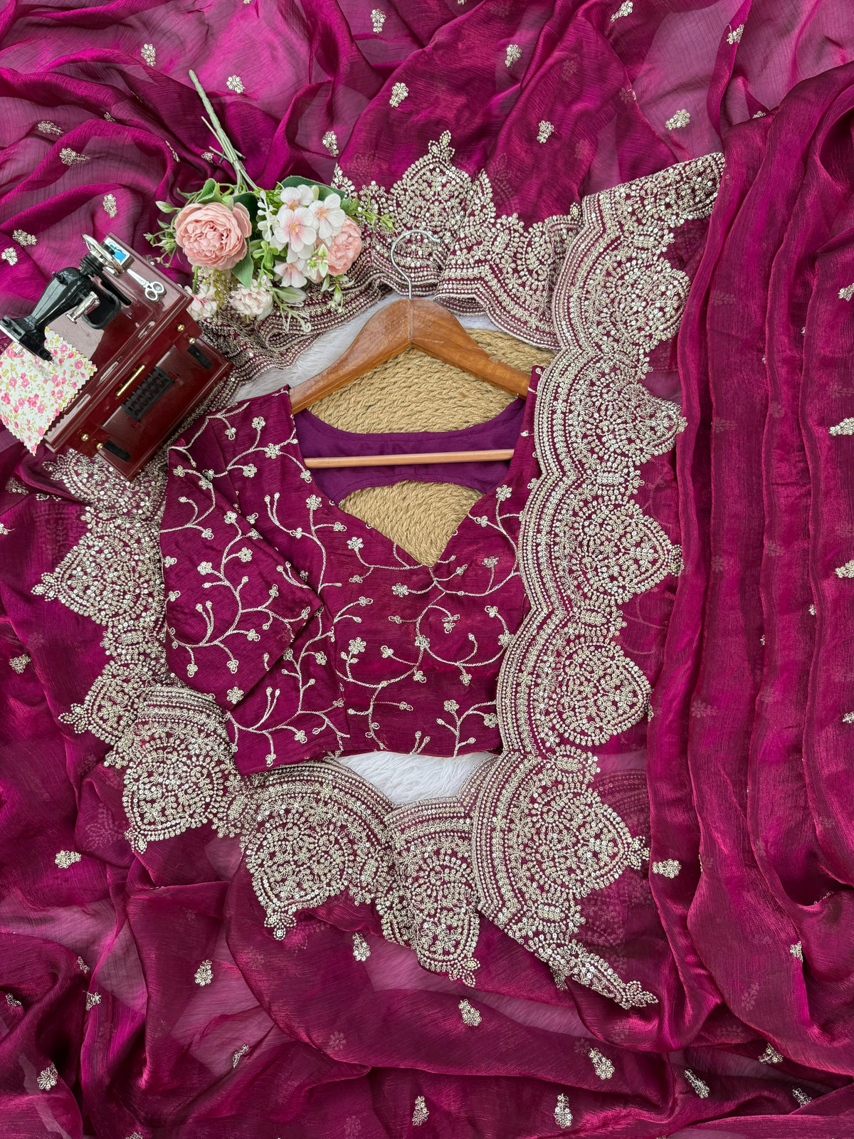 Pink Color Chiffon Designer Party Wear Saree