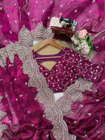Pink Color Chiffon Designer Party Wear Saree