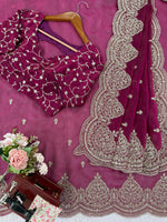 Pink Color Chiffon Designer Party Wear Saree