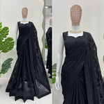 Black Color Embroidered beautiful Designer Saree