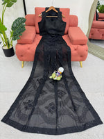 Black Color Embroidered beautiful Designer Saree