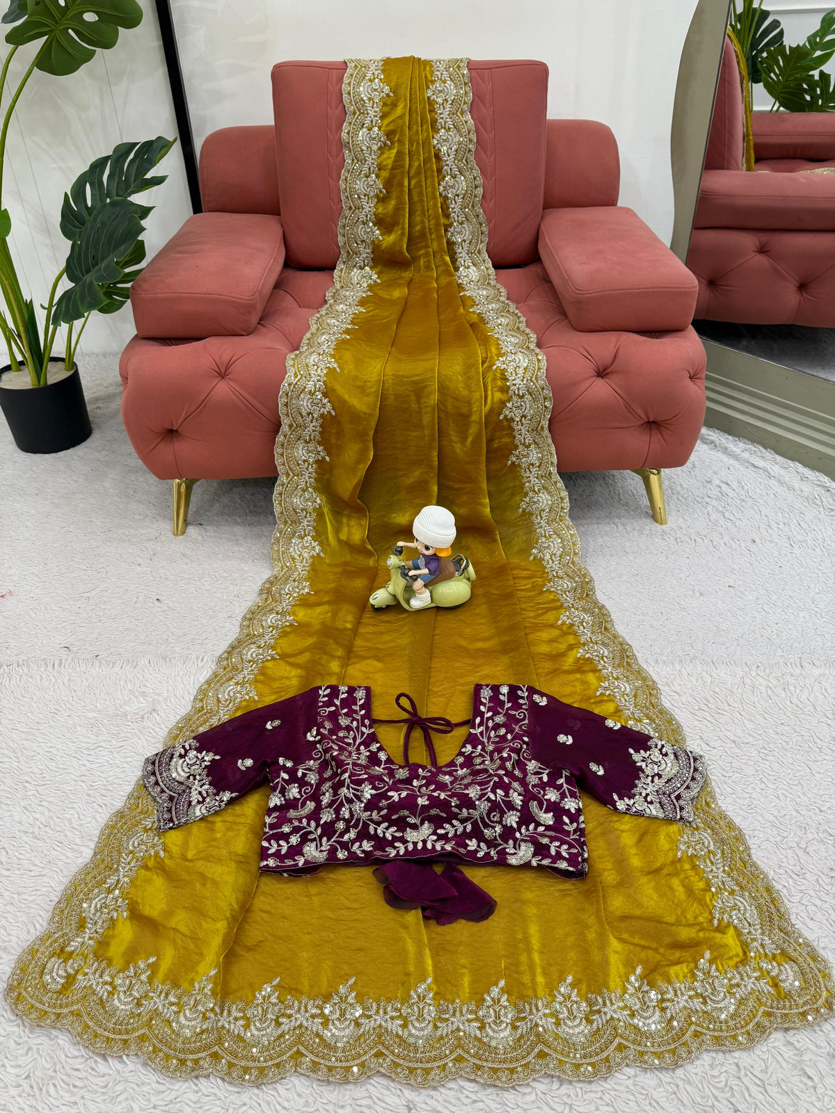 Yellow Color Designer Party Wear Saree