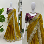 Yellow Color Designer Party Wear Saree