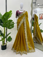 Yellow Color Designer Party Wear Saree