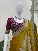 Yellow Color Designer Party Wear Saree