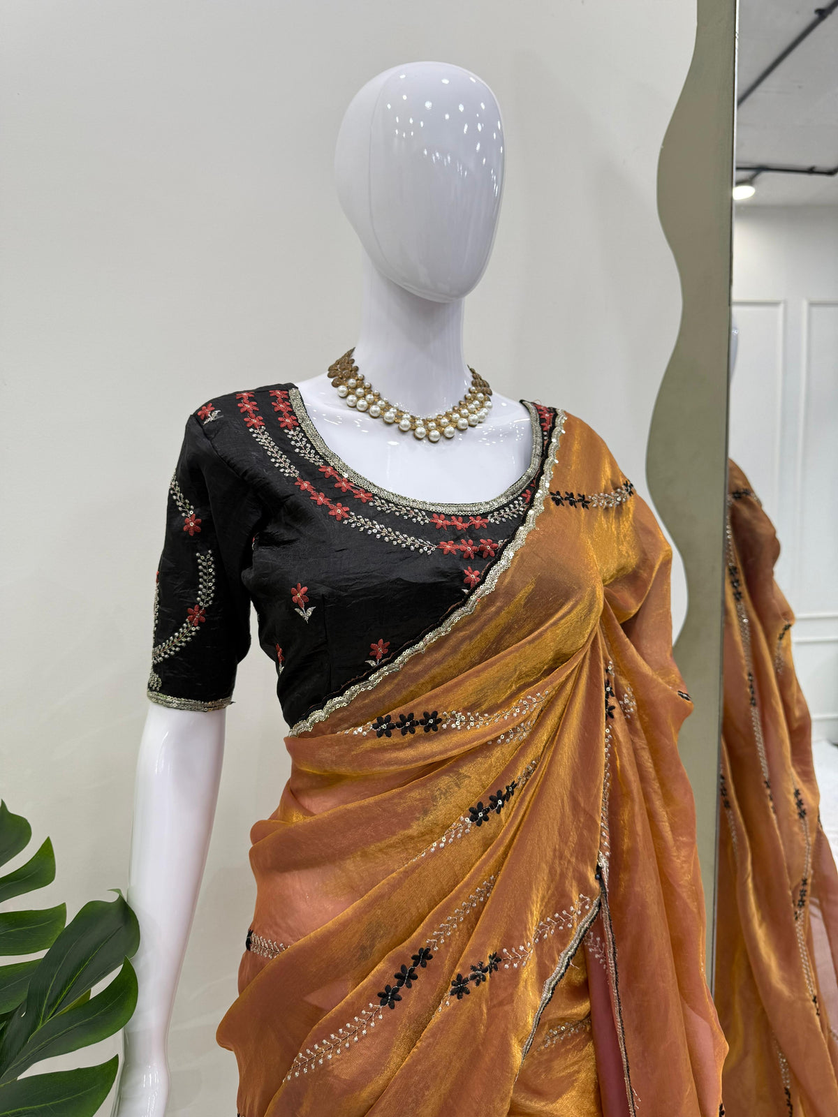 Light Orange Color Party Wear Saree