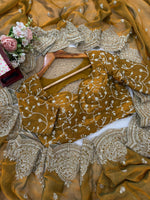 Yellow Color Chiffon Designer Party Wear Saree