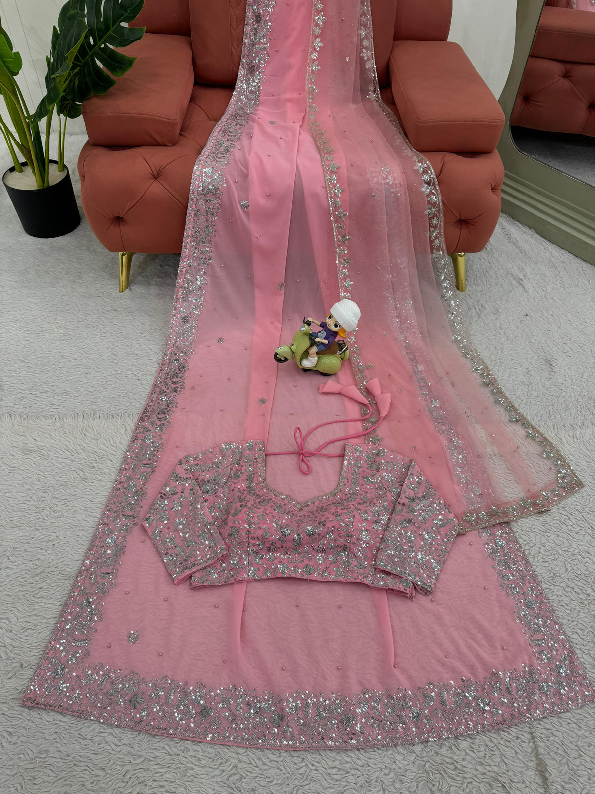 Baby Pink Color Designer Georgette Saree