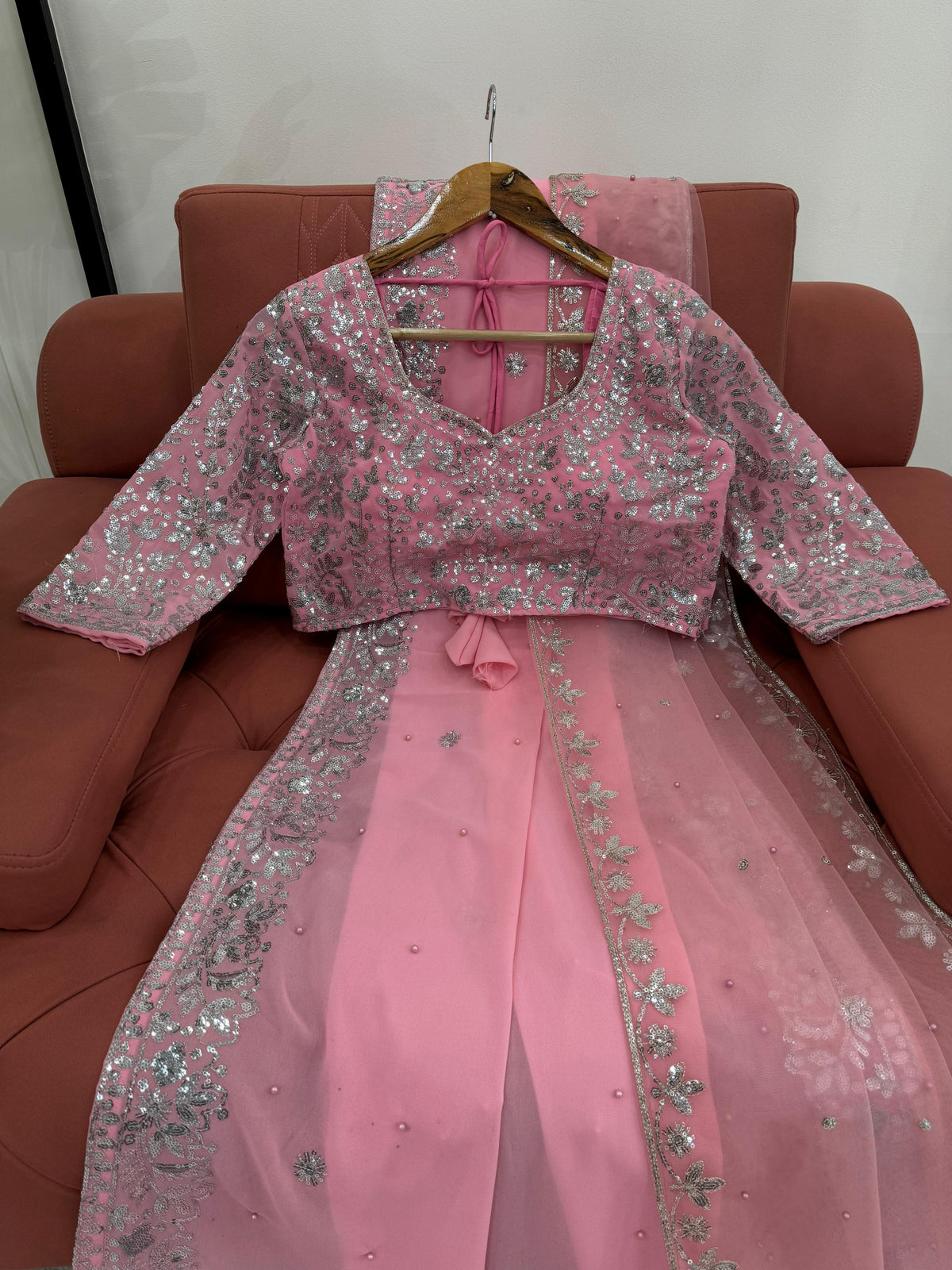 Baby Pink Color Designer Georgette Saree