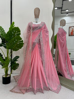 Baby Pink Color Designer Georgette Saree