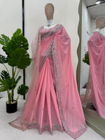 Baby Pink Color Designer Georgette Saree
