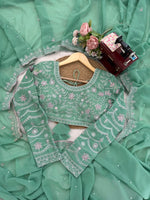 Sea Green Color Georgette Designer Saree