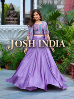 Lavender Vichitra Lehenga Choli with Embroidery Koti Set