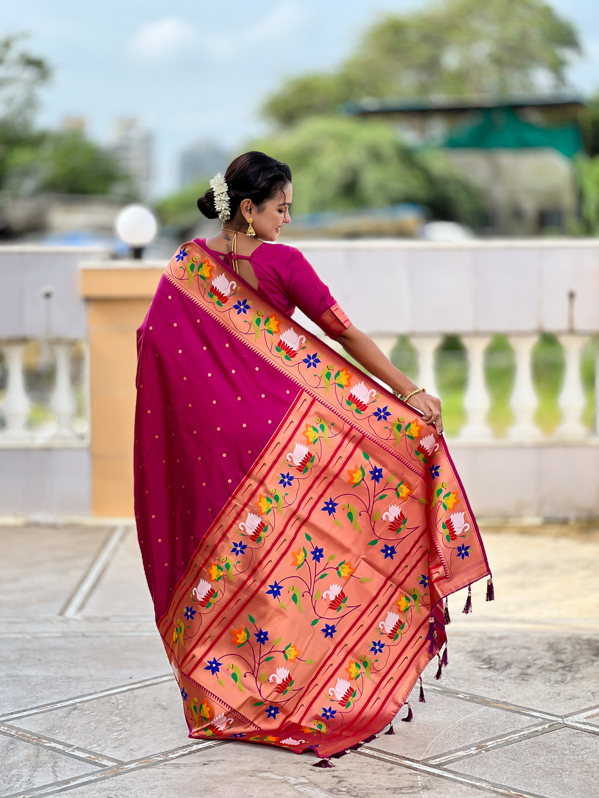 Rajhans Woven Design Silk Blend Paithani Saree