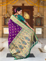 Two Tone Woven Design Silk Blend Paithani Saree