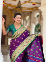Two Tone Woven Design Silk Blend Paithani Saree