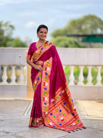 Rajhans Woven Design Silk Blend Paithani Saree