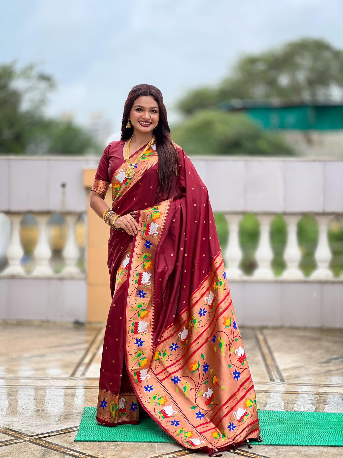 Rajhans Woven Design Silk Blend Paithani Saree