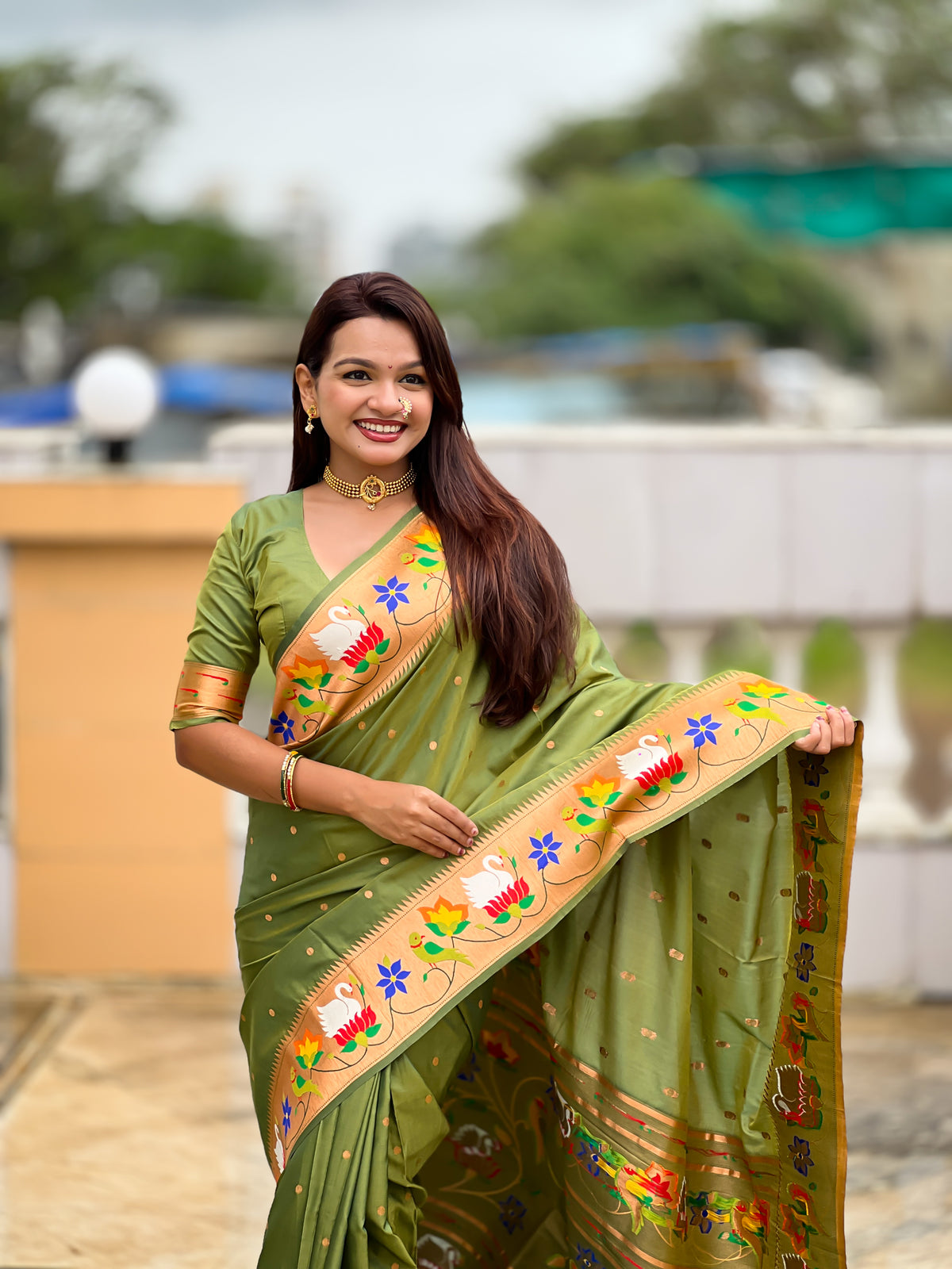 Rajhans Woven Design Silk Blend Paithani Saree