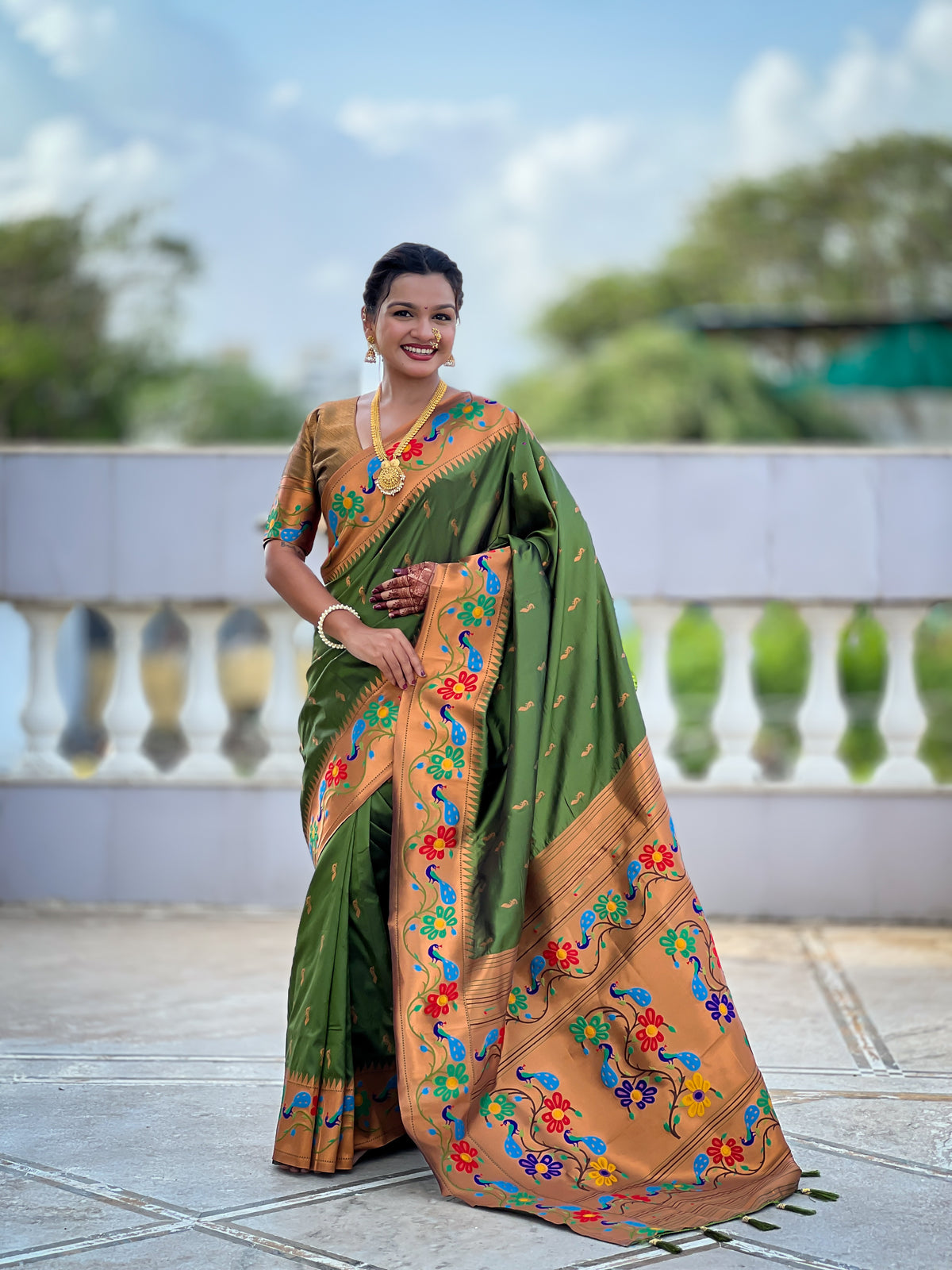 Peacock Woven Design Zari Paithani Saree