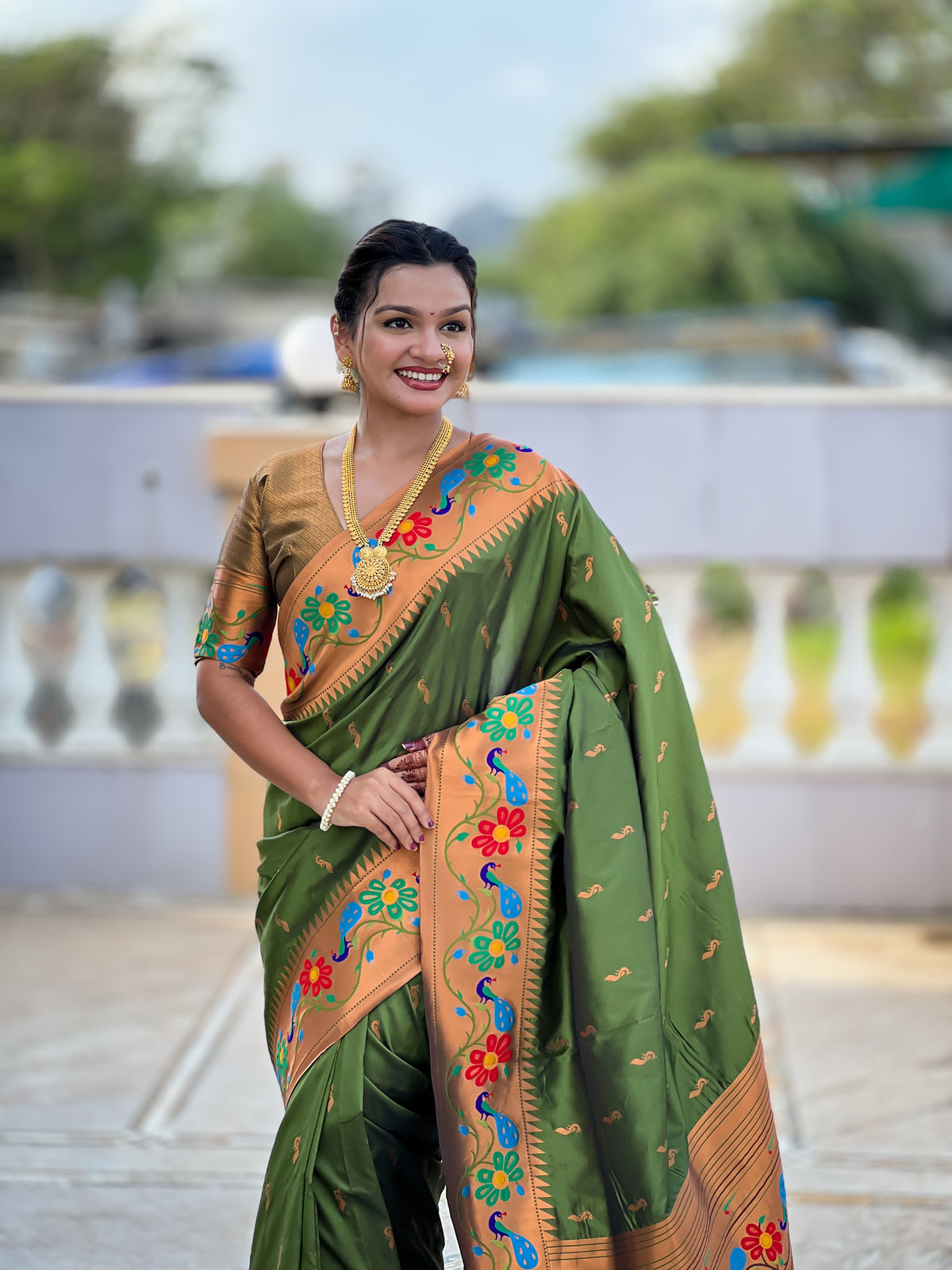 Peacock Woven Design Zari Paithani Saree