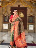 Two Tone Woven Design Silk Blend Paithani Saree