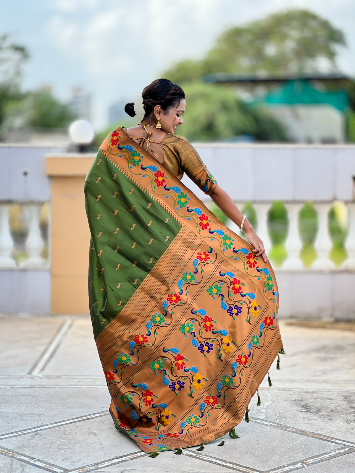Peacock Woven Design Zari Paithani Saree