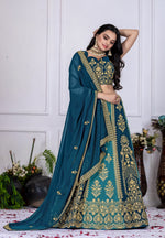 Gray With Blue Color Embroidered Designer Lehenga