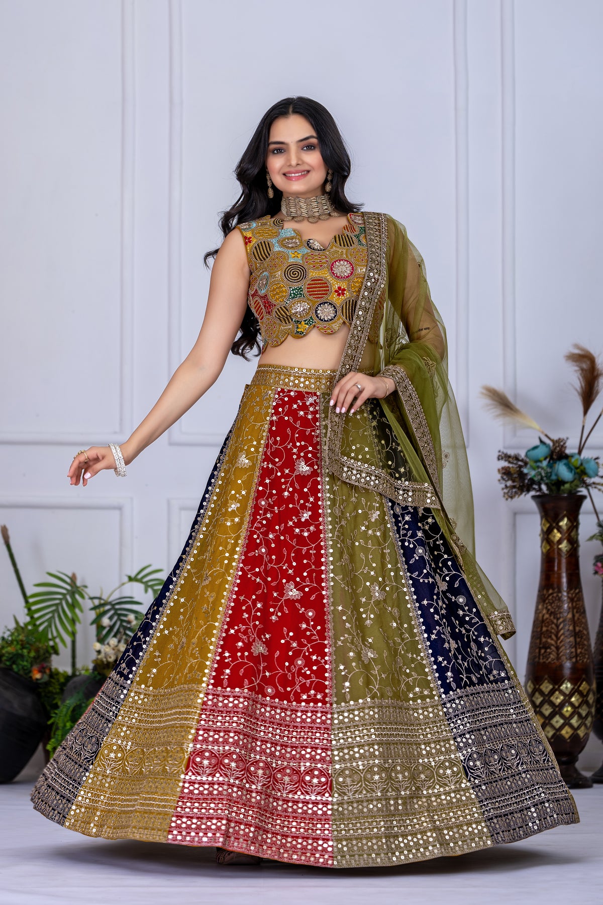 Multi Color Designer Georgette Lehenga Choli