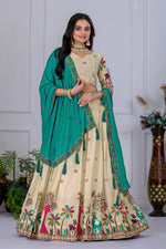 Cream Color Heavy Chinon Silk Designer Lehenga Choli