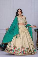 Cream Color Heavy Chinon Silk Designer Lehenga Choli