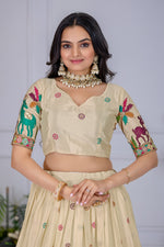 Cream Color Heavy Chinon Silk Designer Lehenga Choli