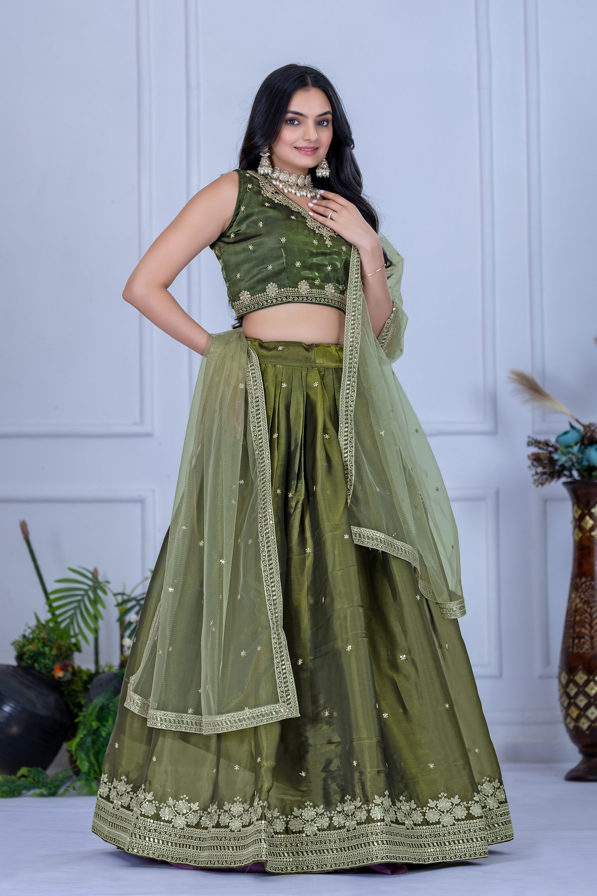 Mahendi Color Designer Silk Lehenga Choli
