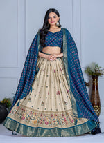 Blue With Cream Color Designer Lehenga Choli