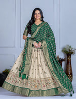Green With Cream Color Designer Lehenga Choli