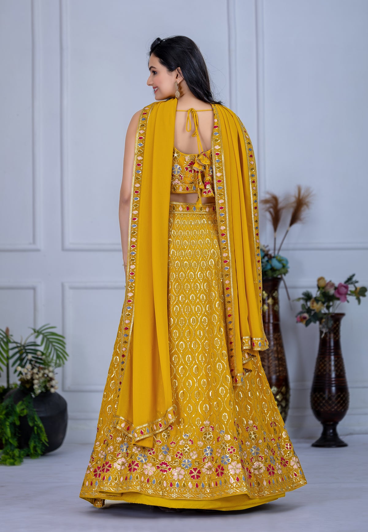 Yellow Color Designer Georgette Lehenga Choli