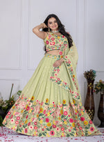 Pastel green Color Designer Thread Embroidered Lehenga Choli