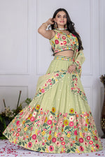 Pastel green Color Designer Thread Embroidered Lehenga Choli