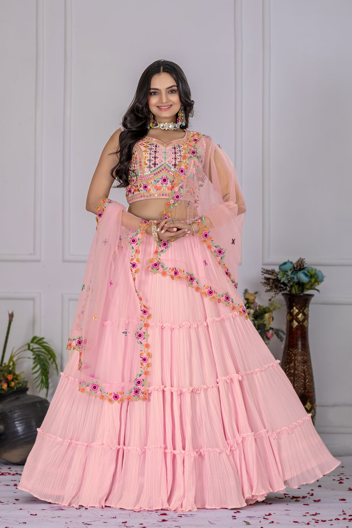Baby Pink Color Designer Fox Lehenga Choli