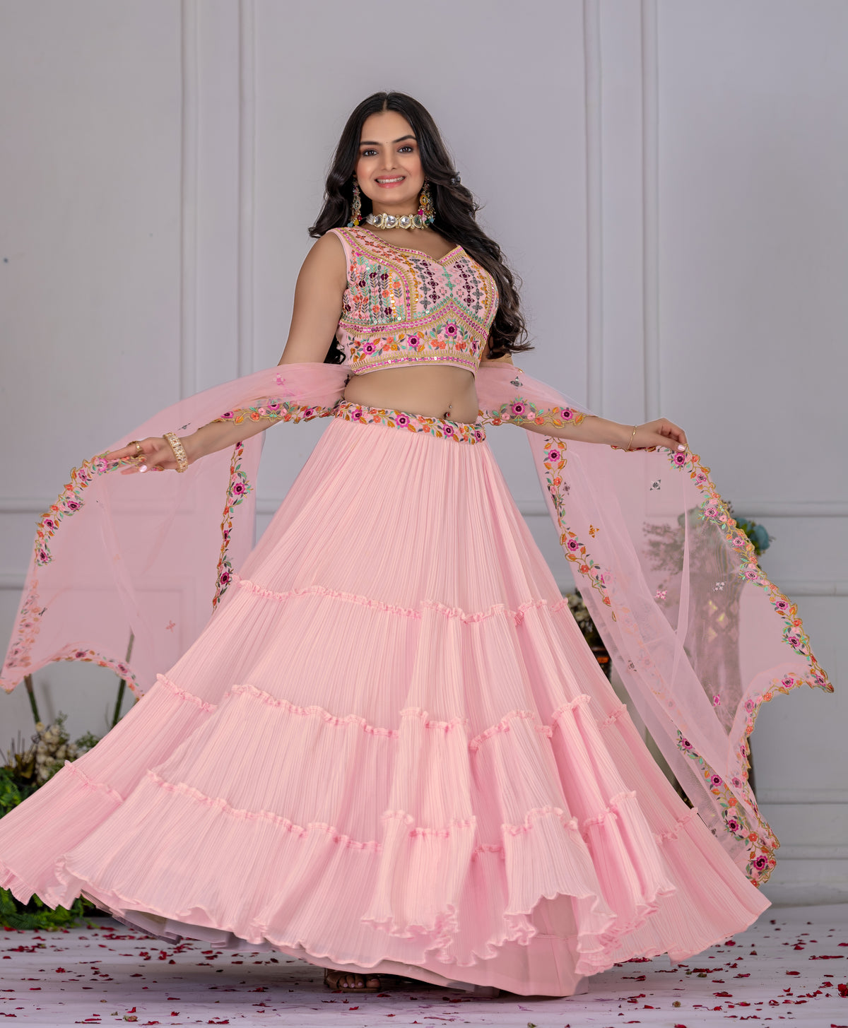Baby Pink Color Designer Fox Lehenga Choli