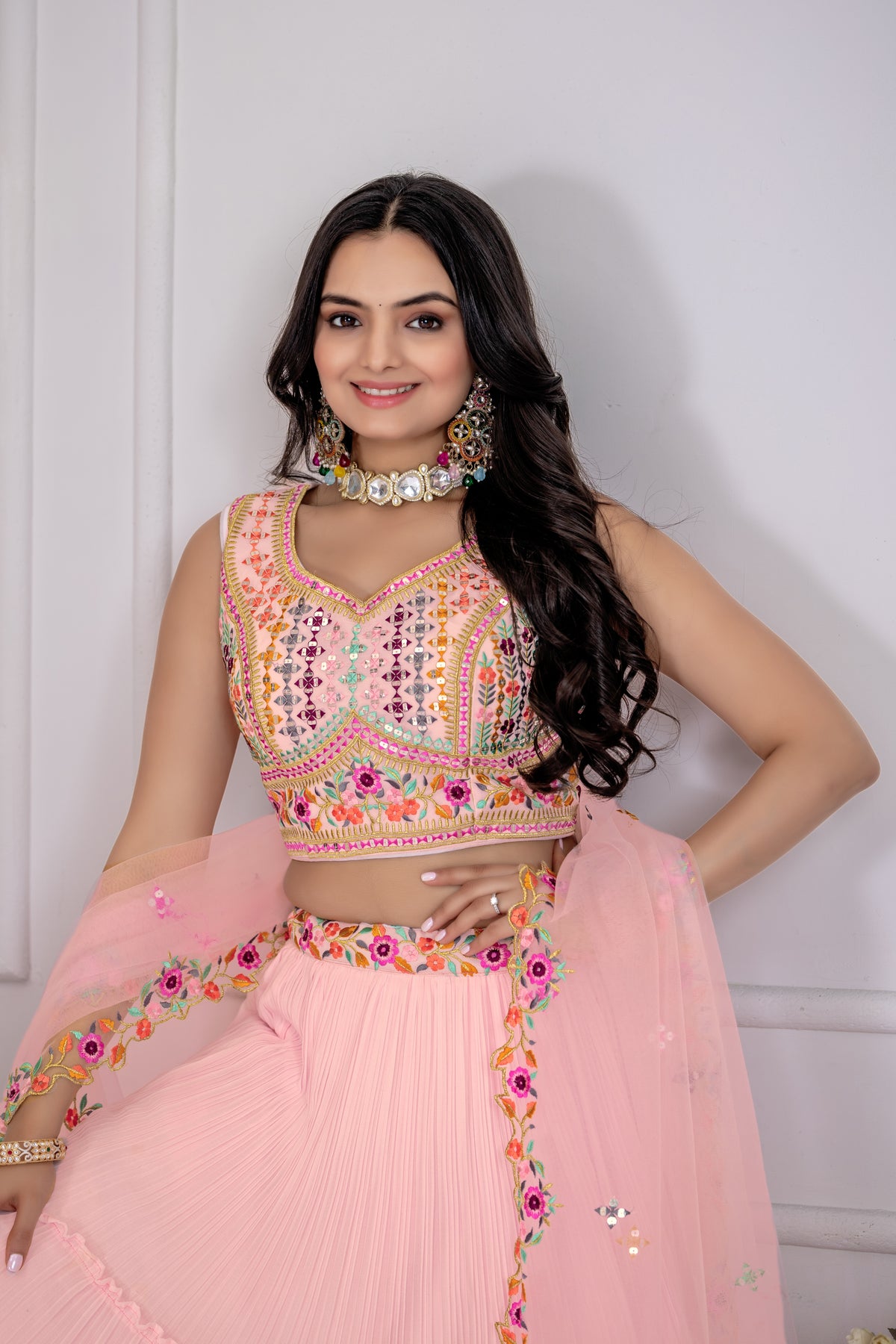 Baby Pink Color Designer Fox Lehenga Choli